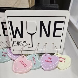Heart-Shaped Wine Charms Set - Multicolor